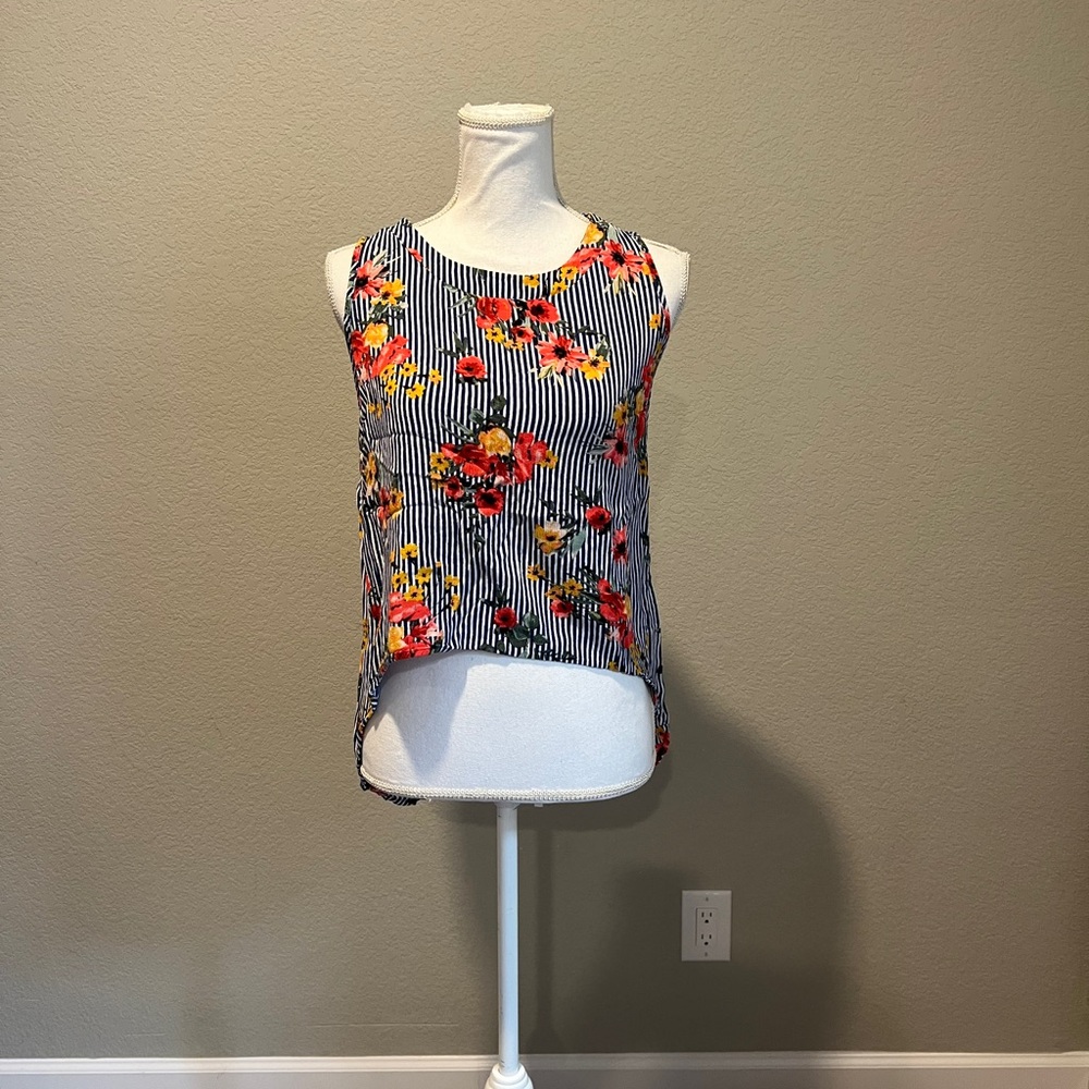 Floral Striped Sleeveless Top